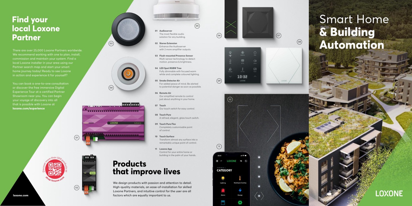 Loxone Miniserver hardware, Touch switches, and app interface